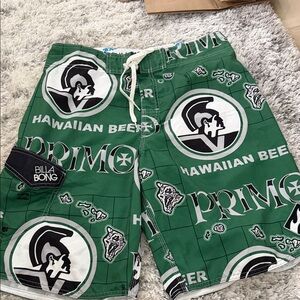 Billabong Green Hawaiian Print Men's Athletic Shorts